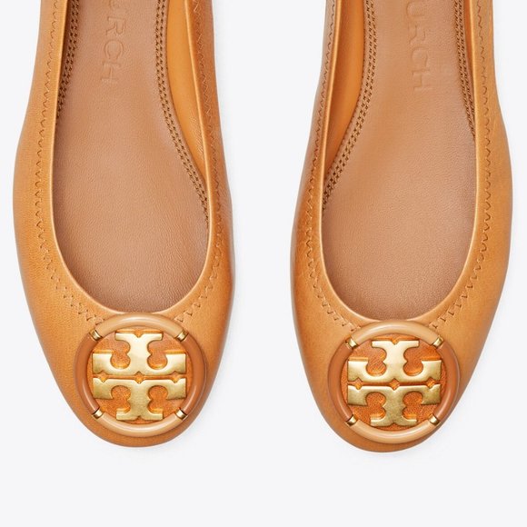 Tory Burch | Shoes | Tory Burch Multilogo Ballet Flats Tan 95 | Poshmark